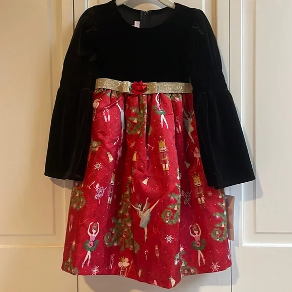 Bonnie Jean Little Girls’ Christmas “Holiday Velvet Nutcracker” Dress